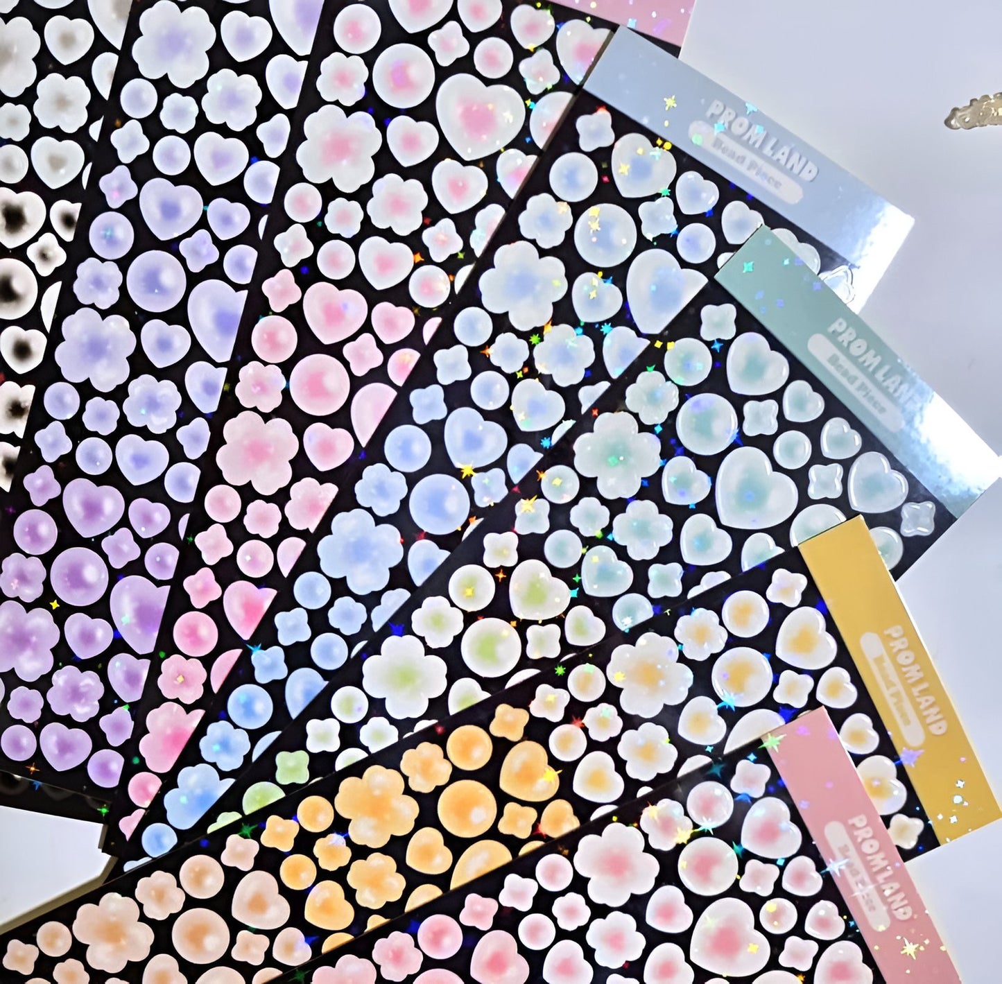 Clover and heart beads sticker sheet