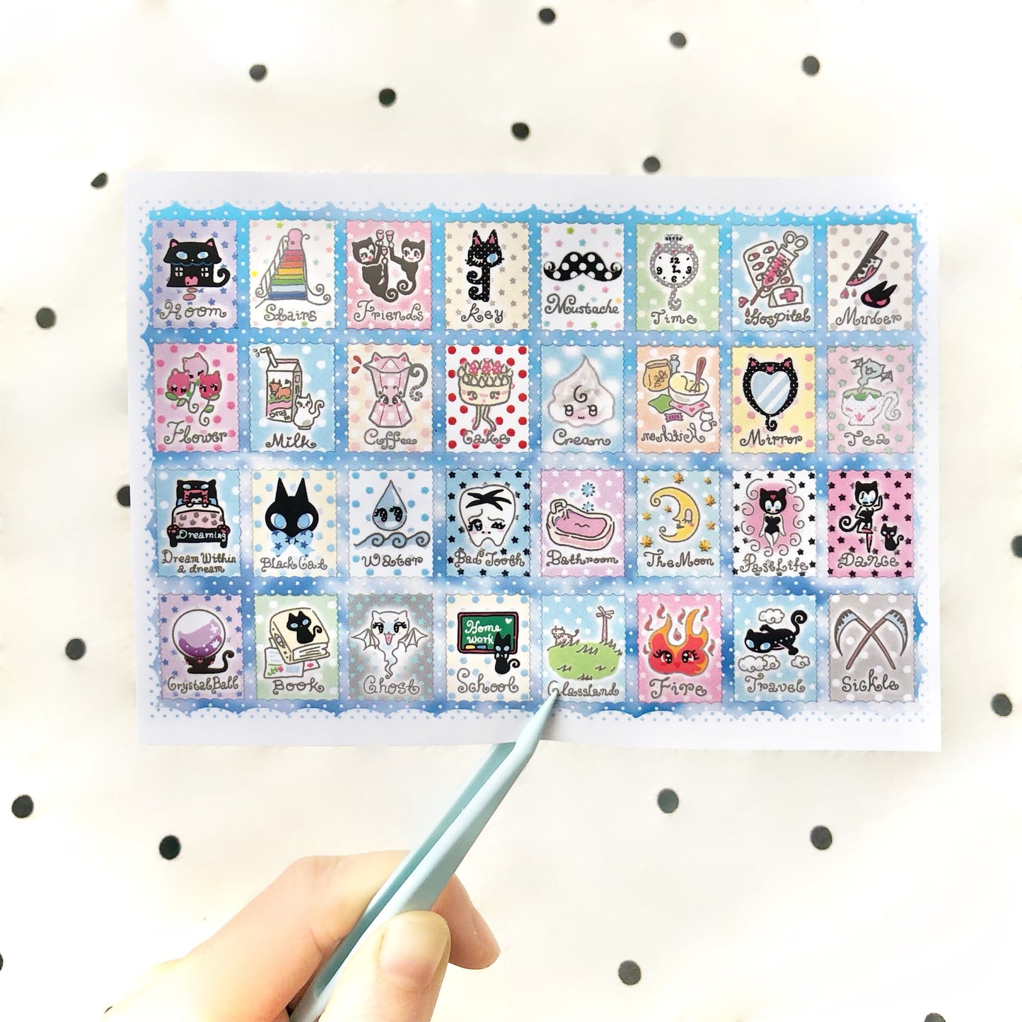 Patterned square deco sticker sheet