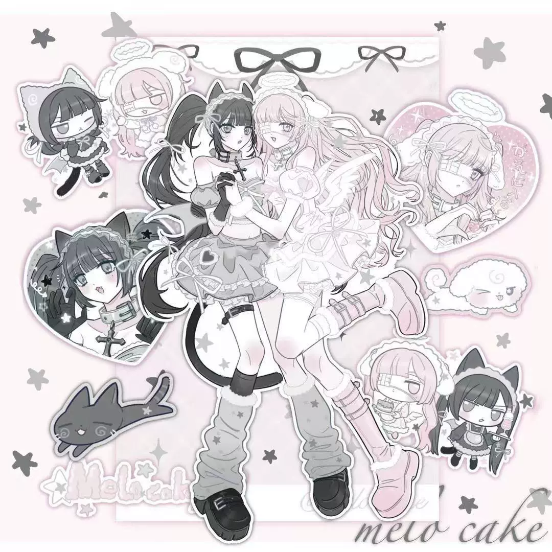 Angel devil sticker flake pack