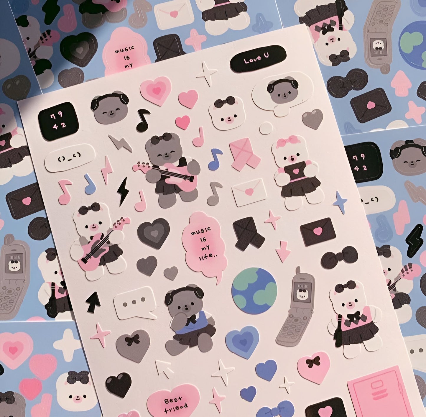 Music world bears sticker sheet