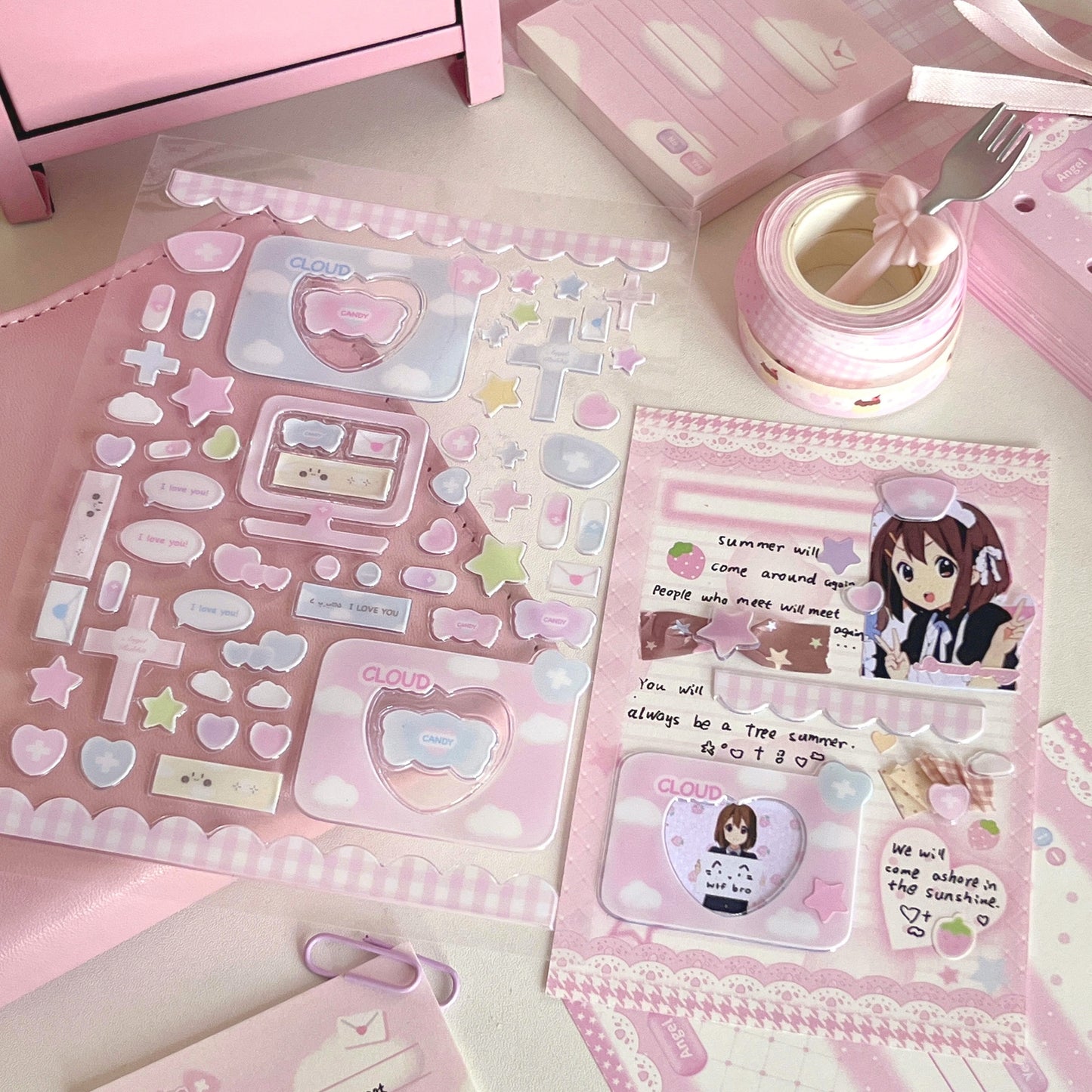 Puffy cross deco sticker sheet