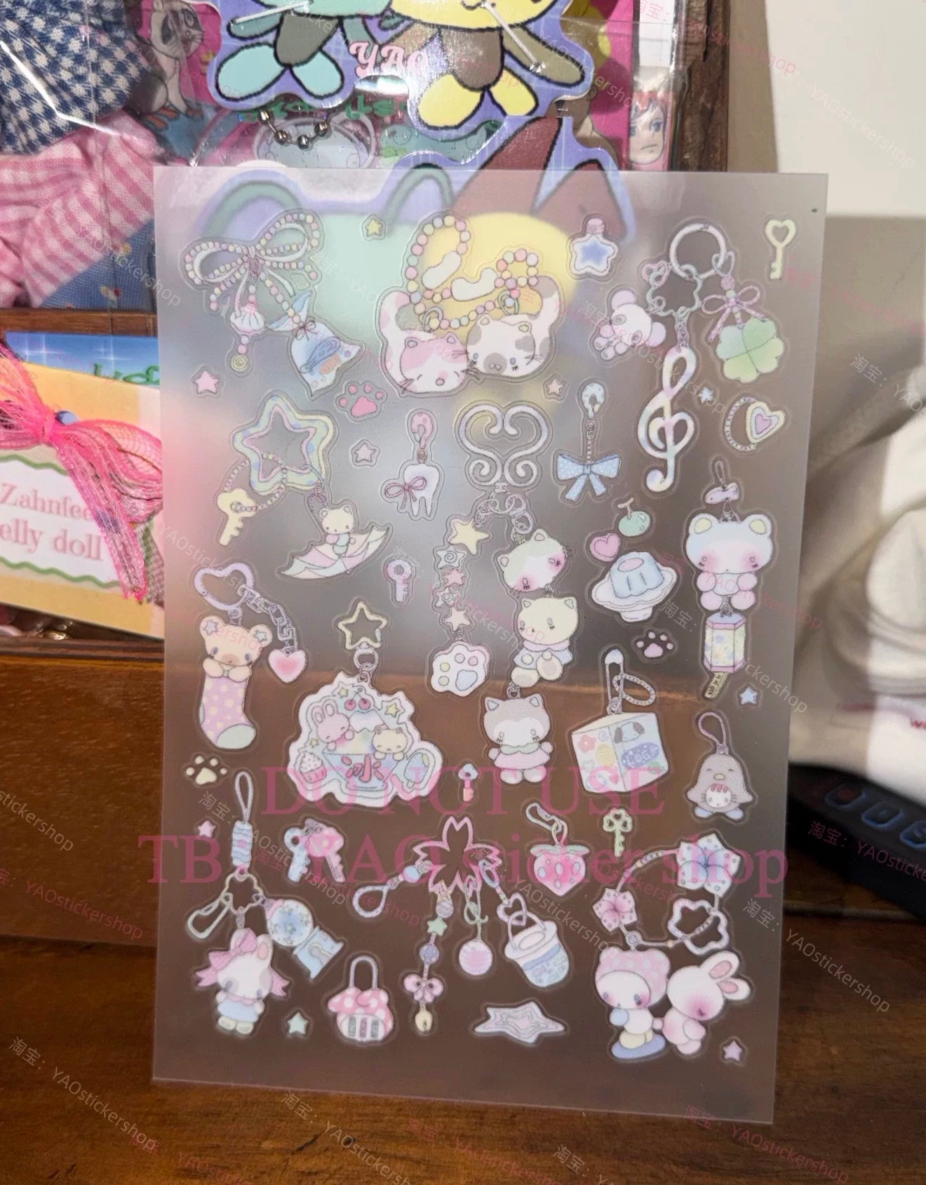 Scribbled keychains sticker sheet