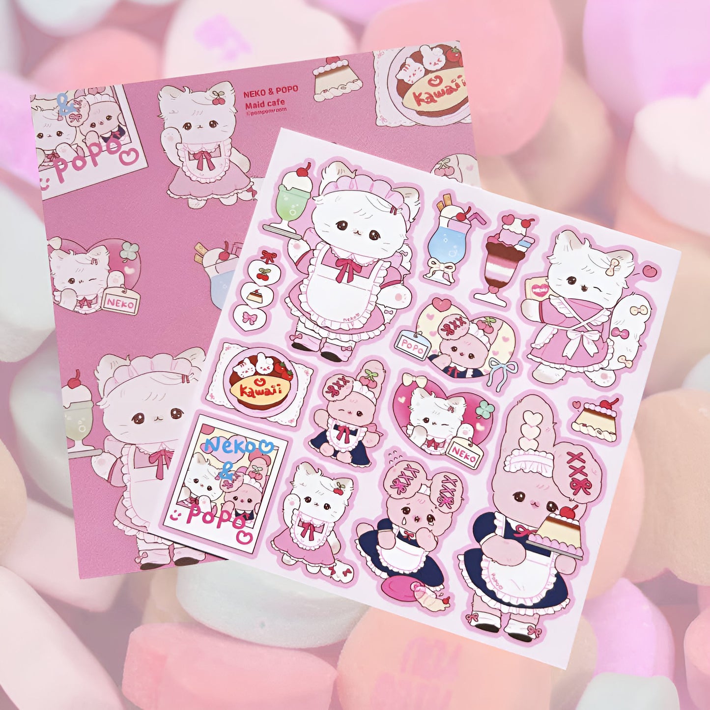 Neko maid sticker sheet