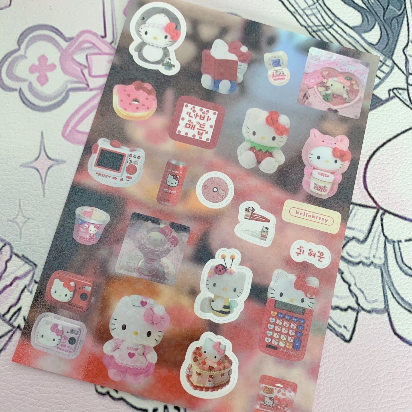 Pink kitty sticker sheet