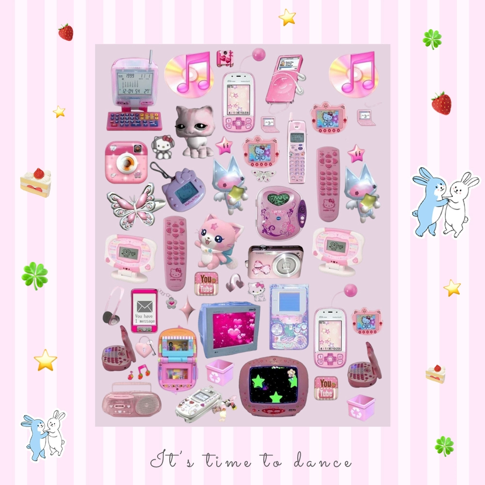 Pink devices deco sticker sheet