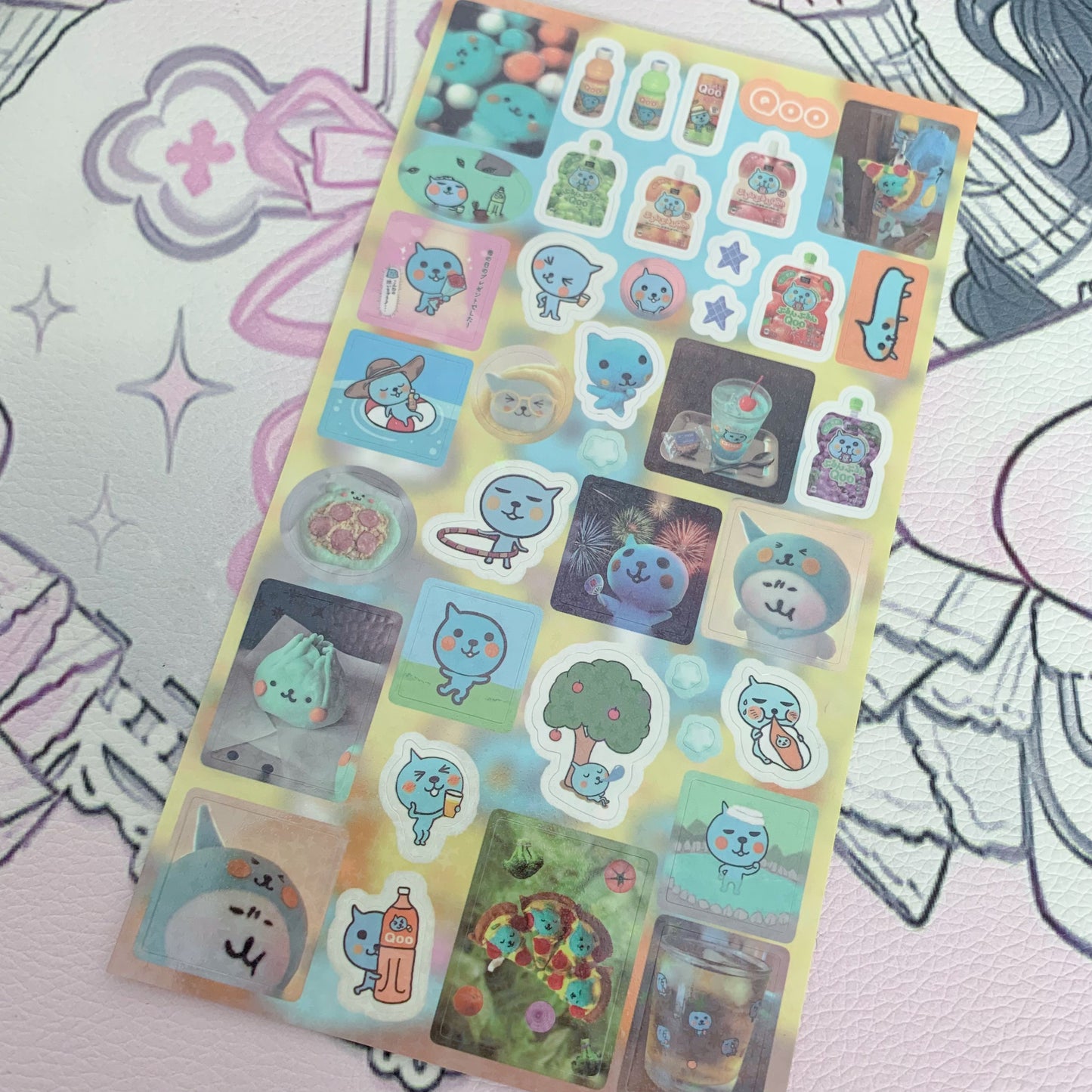 Blue creature sticker sheet