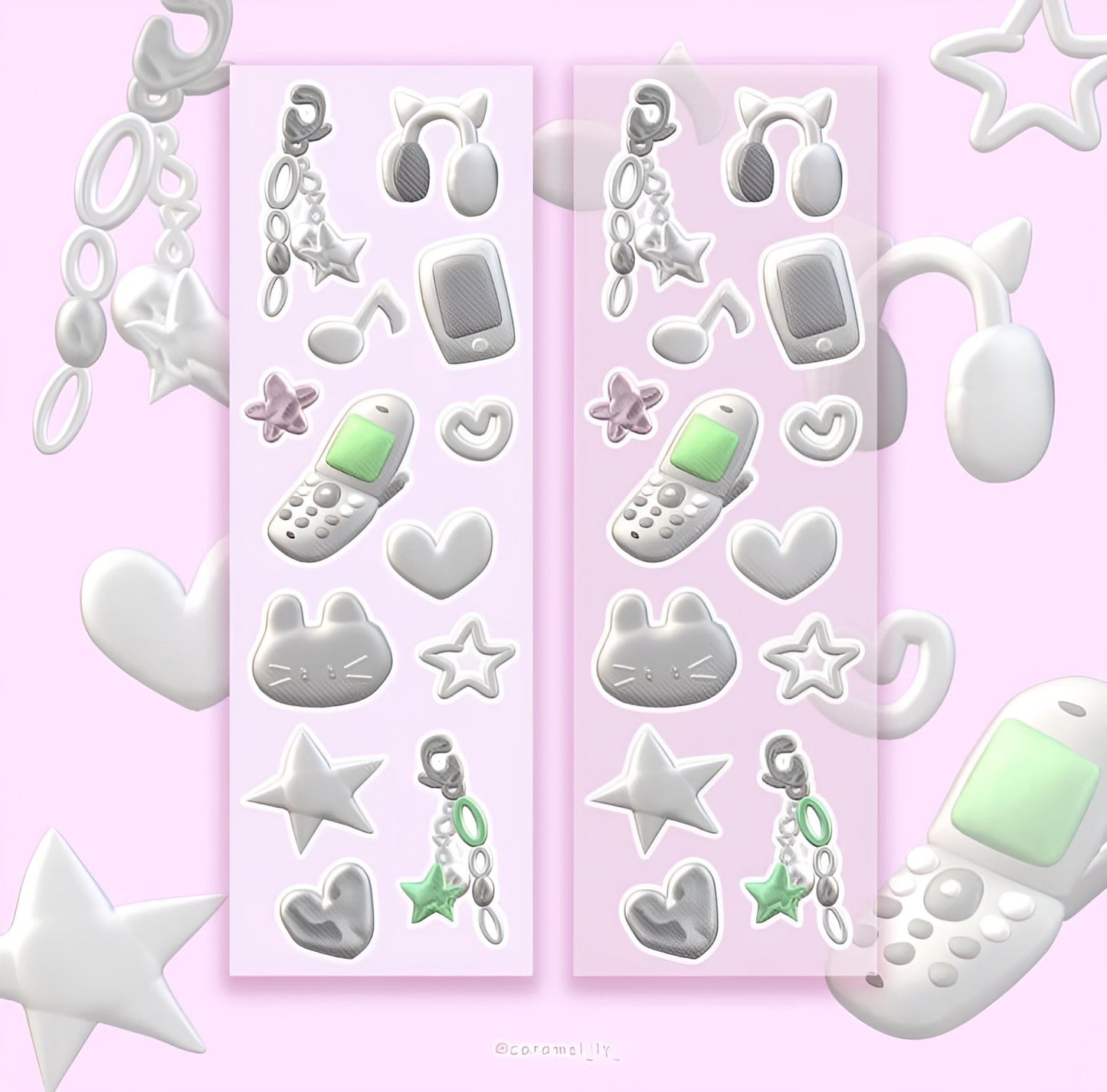 Cat grey phone sticker sheet