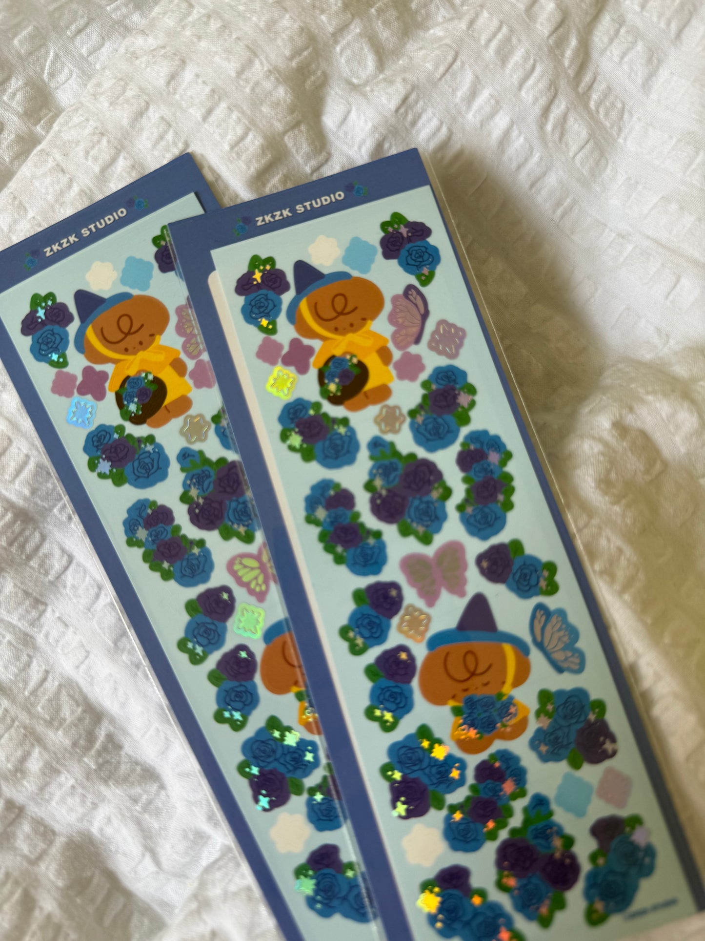 Blue flowers sticker sheet