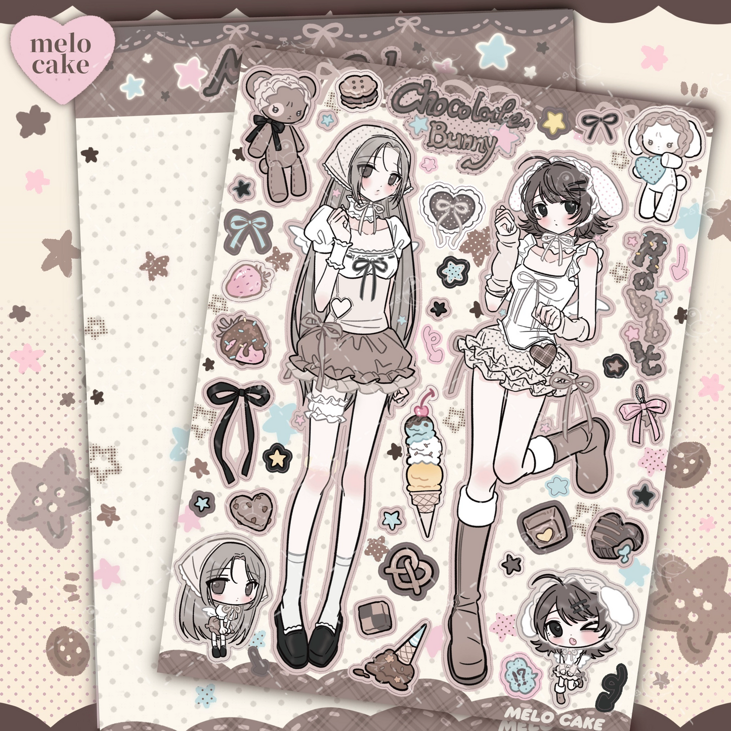 Brown bear twins sticker sheet