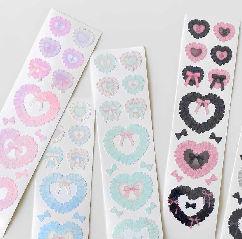 Frill hearts sticker sheet