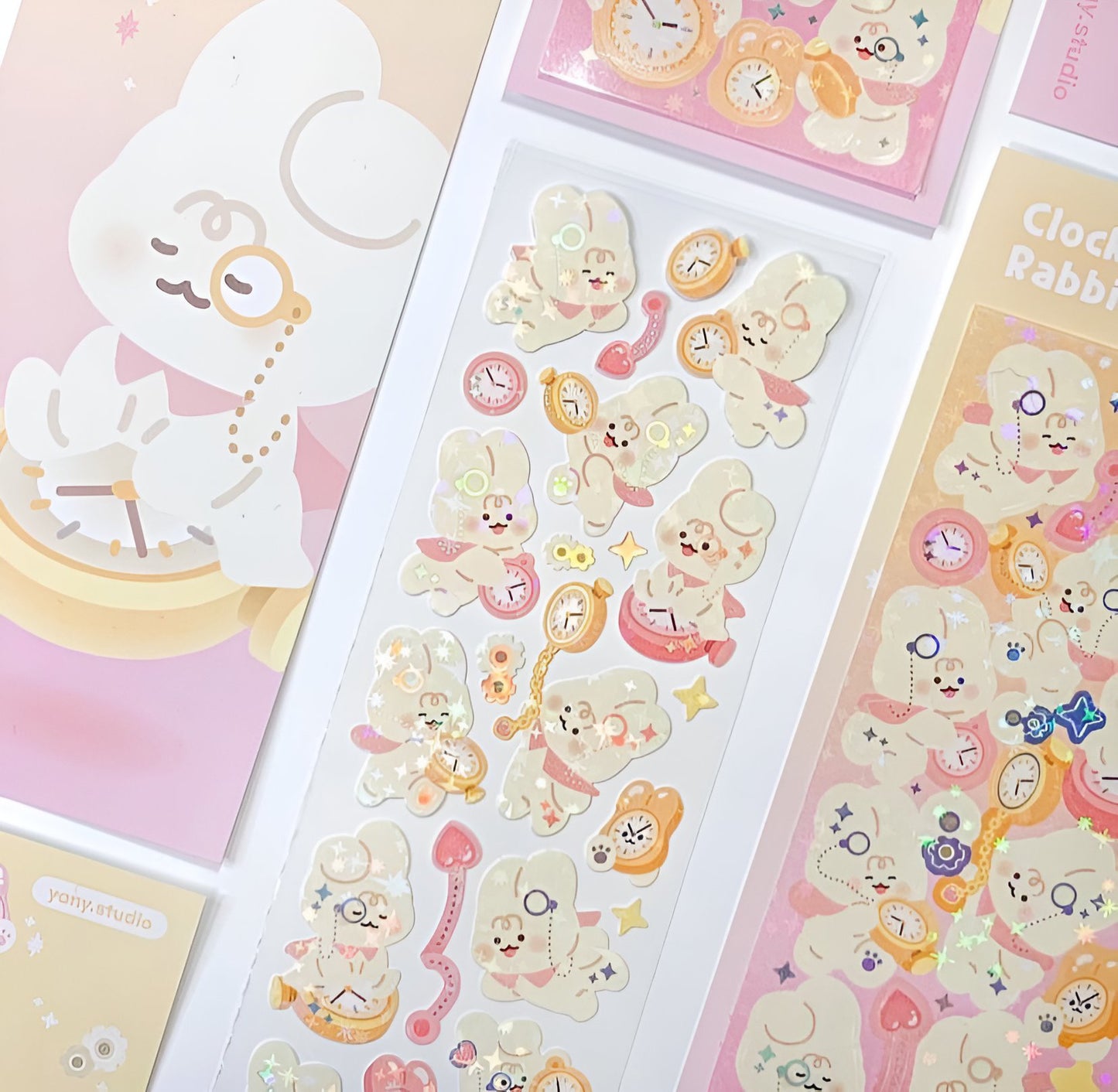 Clock rabbit sticker sheet