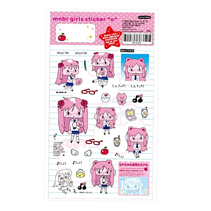 Pink haired sticker sheet