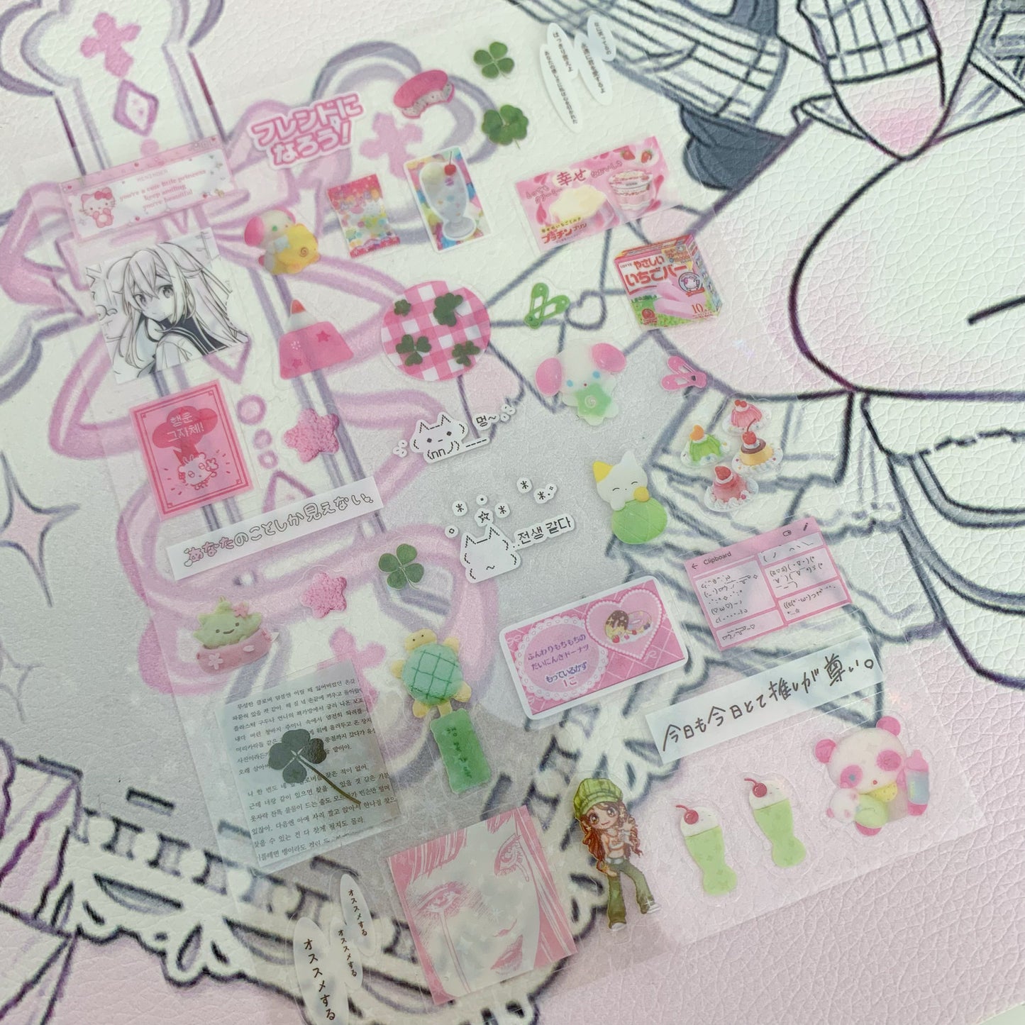 Pink deco sticker sheet