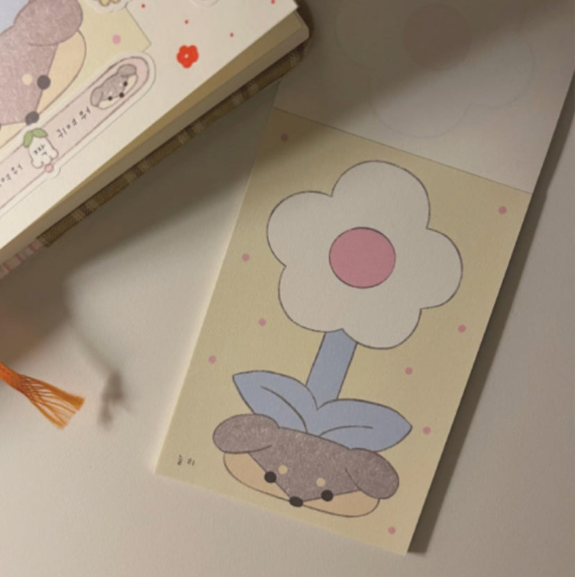 Flower dog memo pad