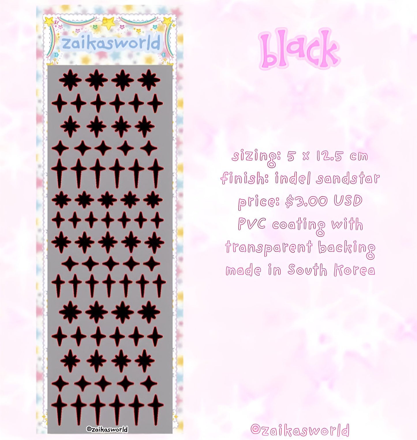 Starstellar black sticker sheet