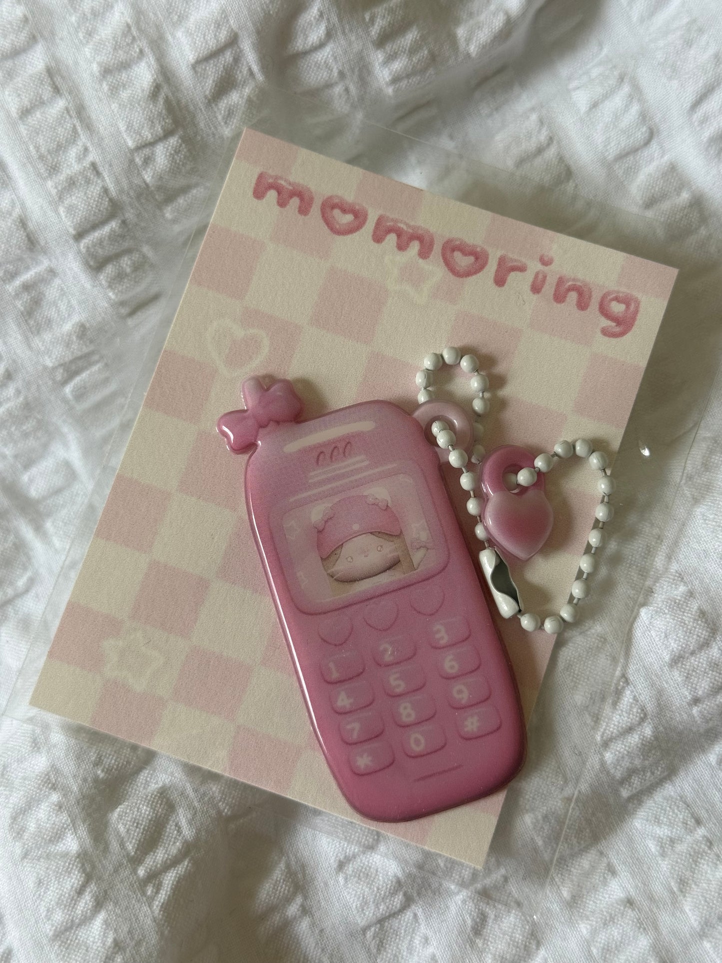 Pink phone keychain