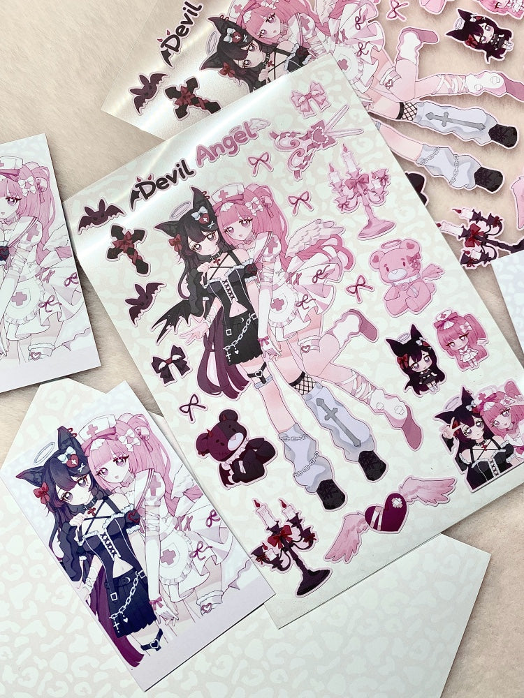 Devil angel girls sticker sheet