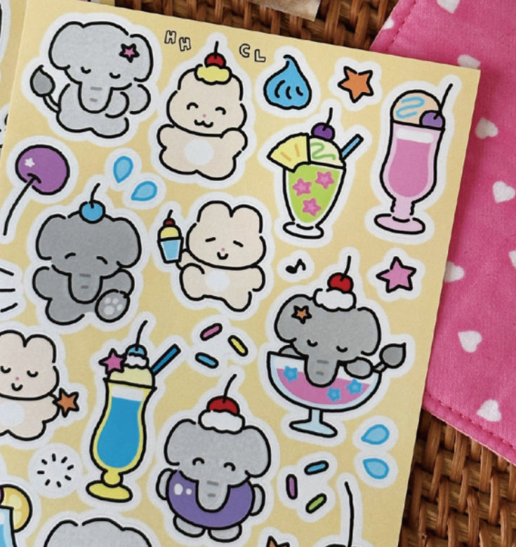 Elephant’s icecream sticker sheet