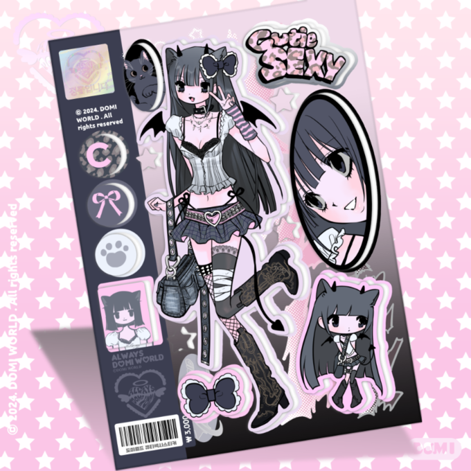 Dark hair girl sticker sheet