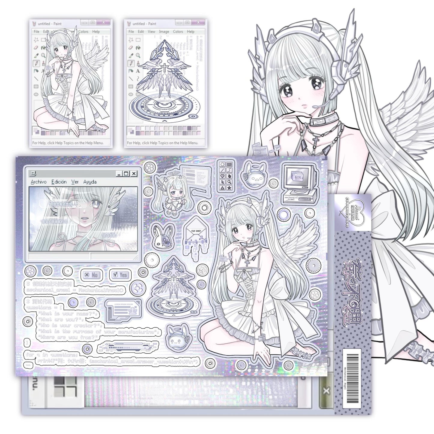 White angel sticker sheet