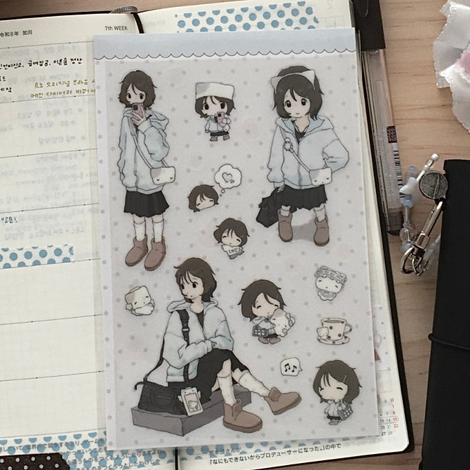Kitten girl sticker sheet