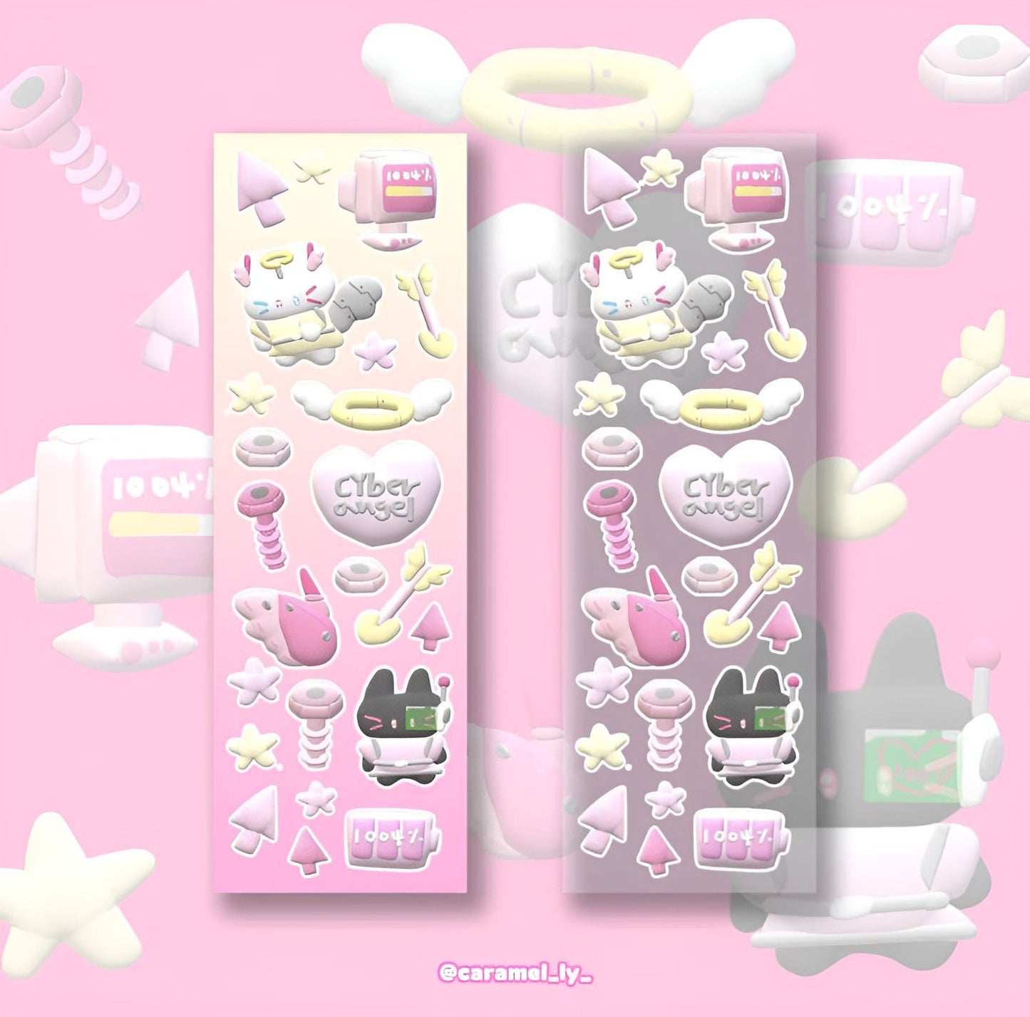 3D angel cats sticker sheet