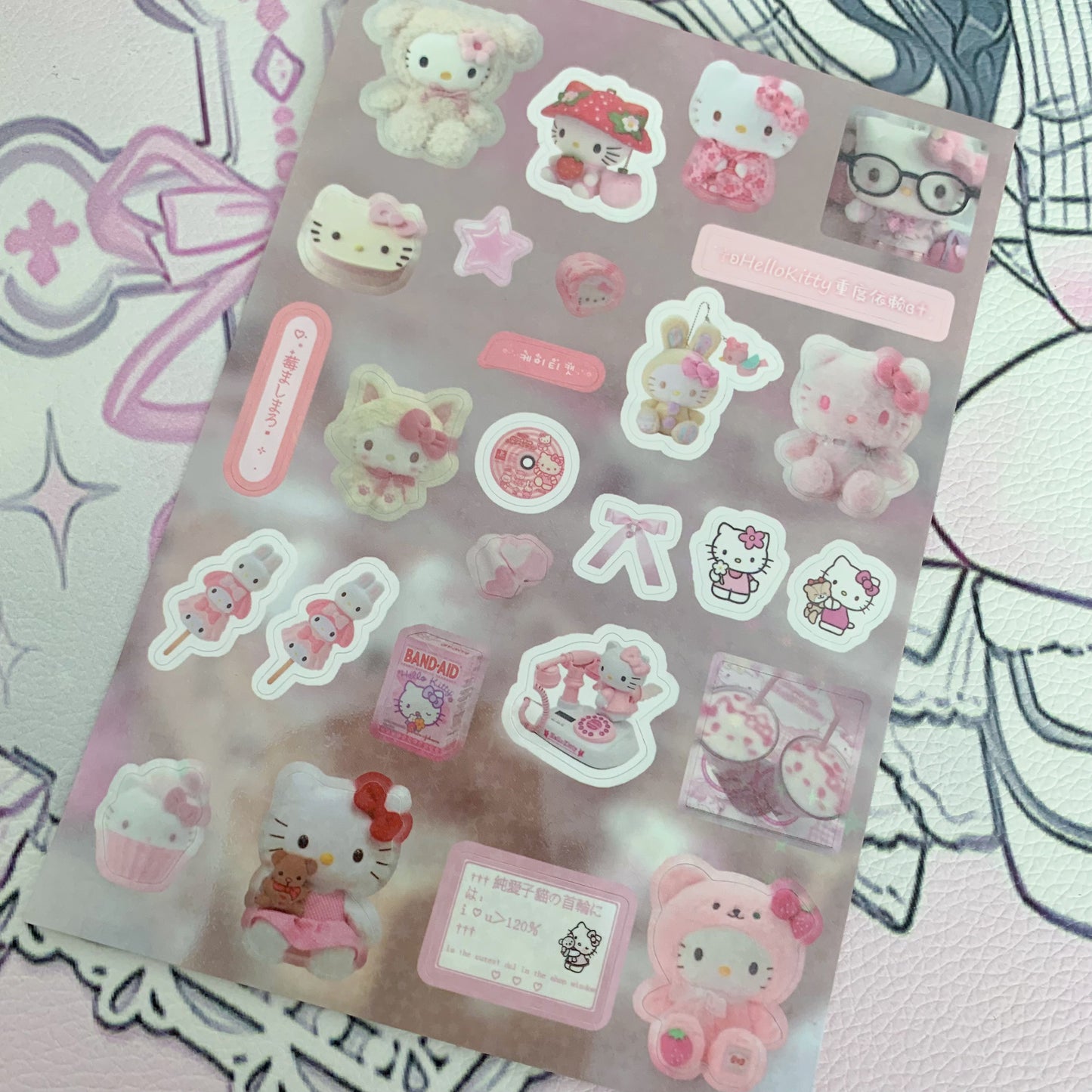 Pink kitty sticker sheet
