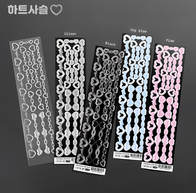 Heart chain sticker sheets