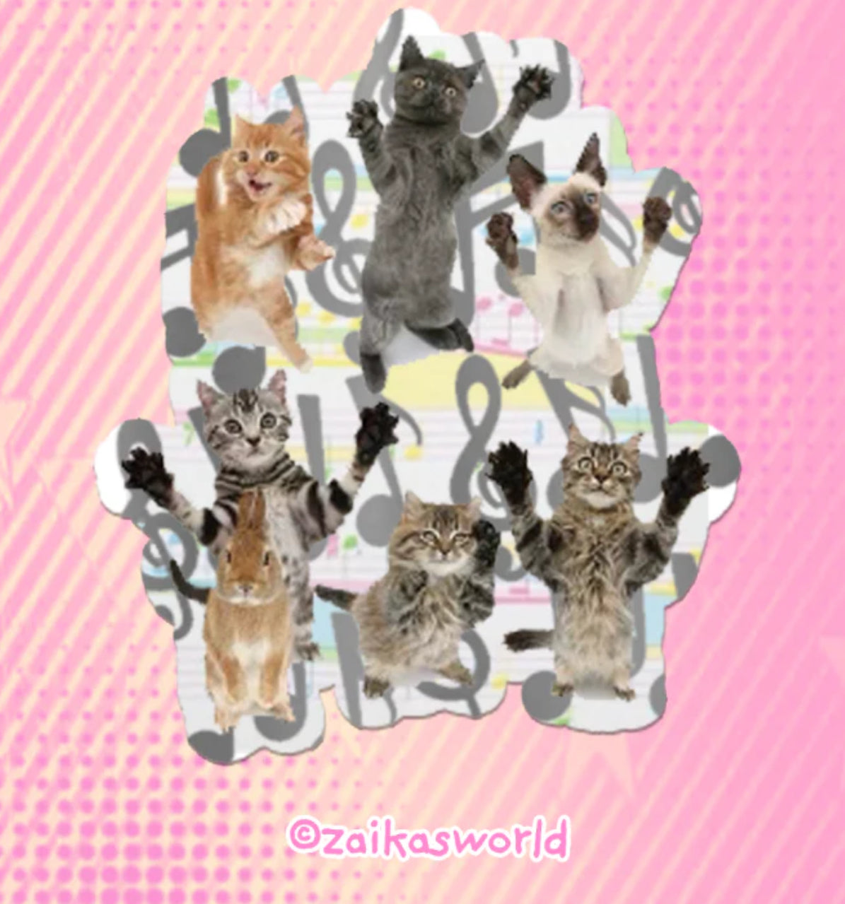Party cats die cut sticker