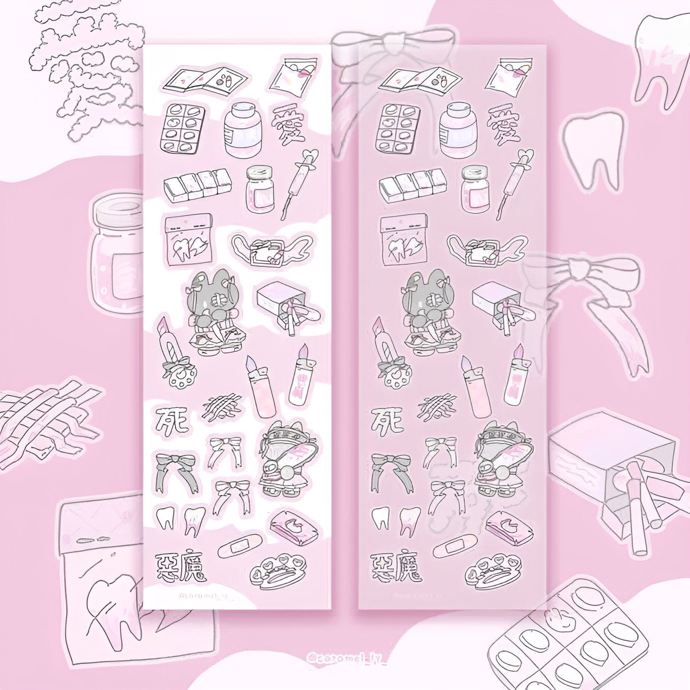 Sketched kitty sticker sheets