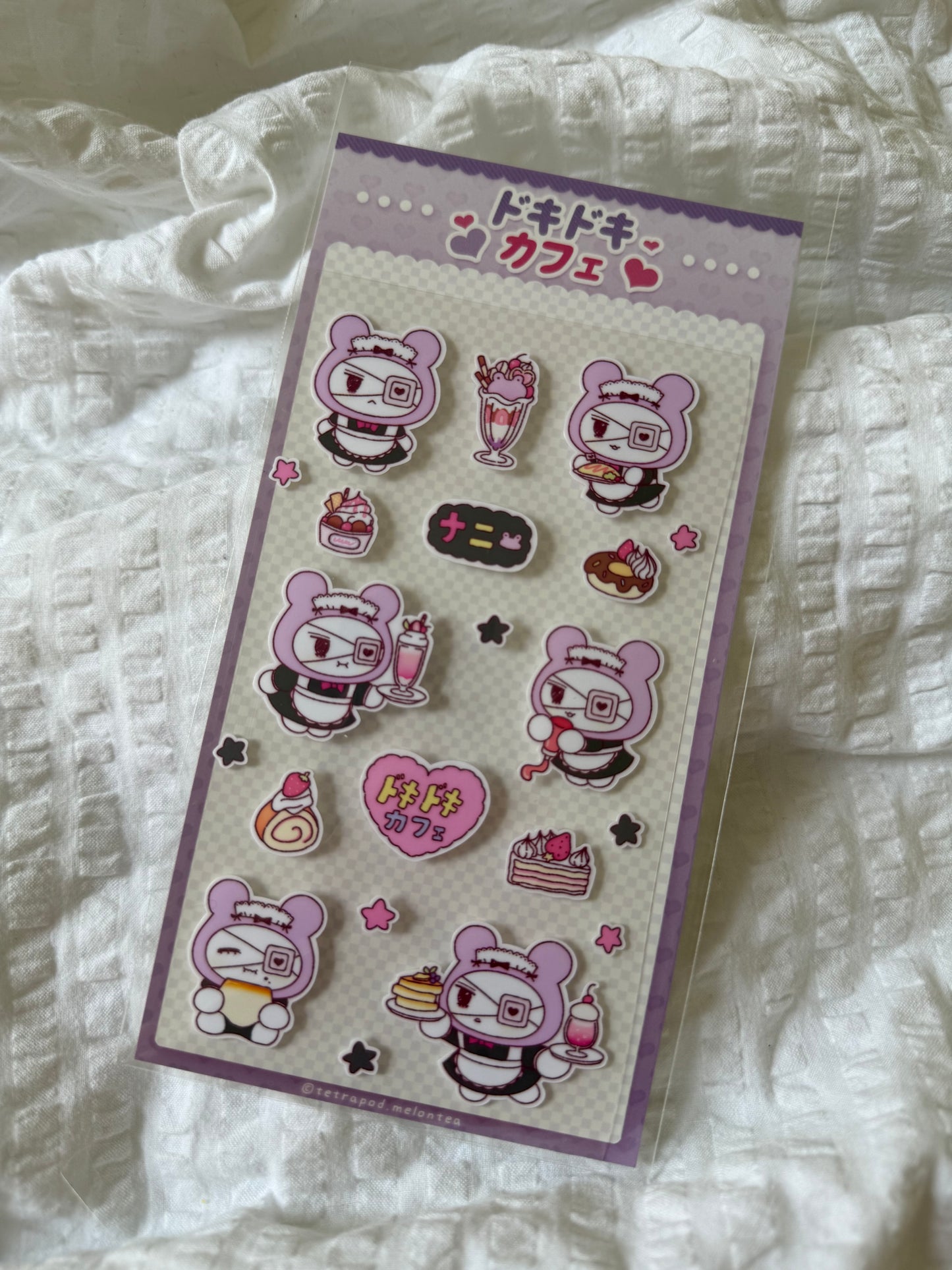 Purple bear maid sticker sheet