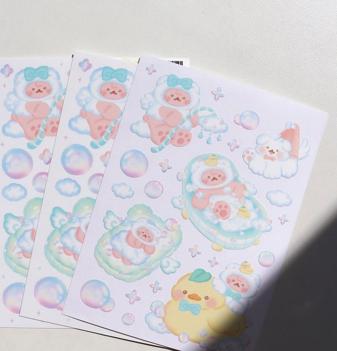 Bubble bath sticker sheet