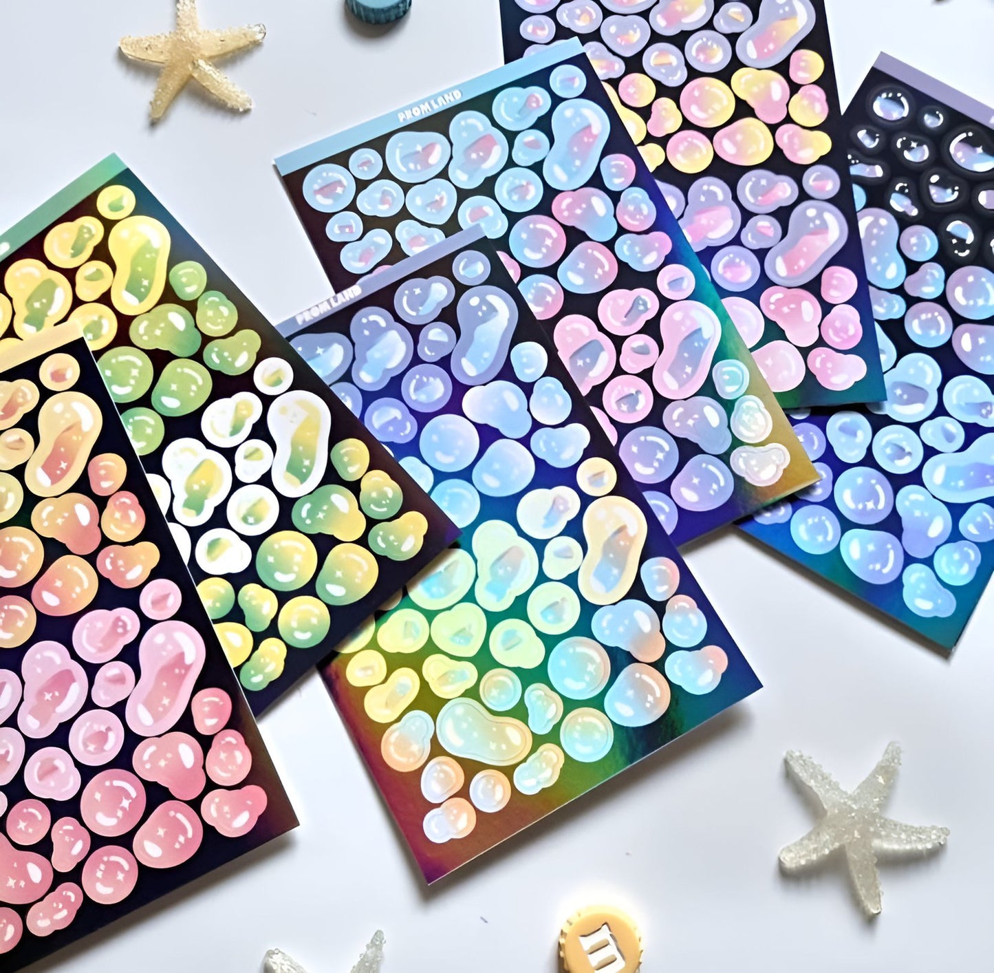 Holographic bubbles sticker sheet