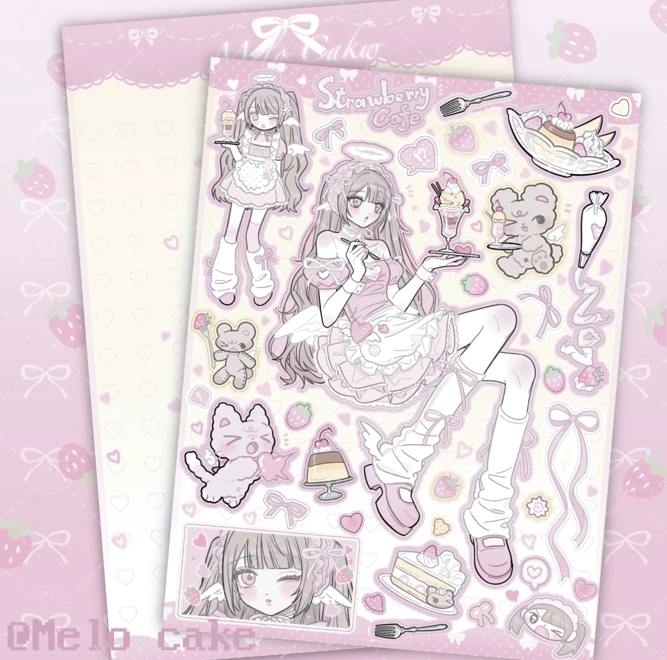 Pink parfait girl sticker sheet