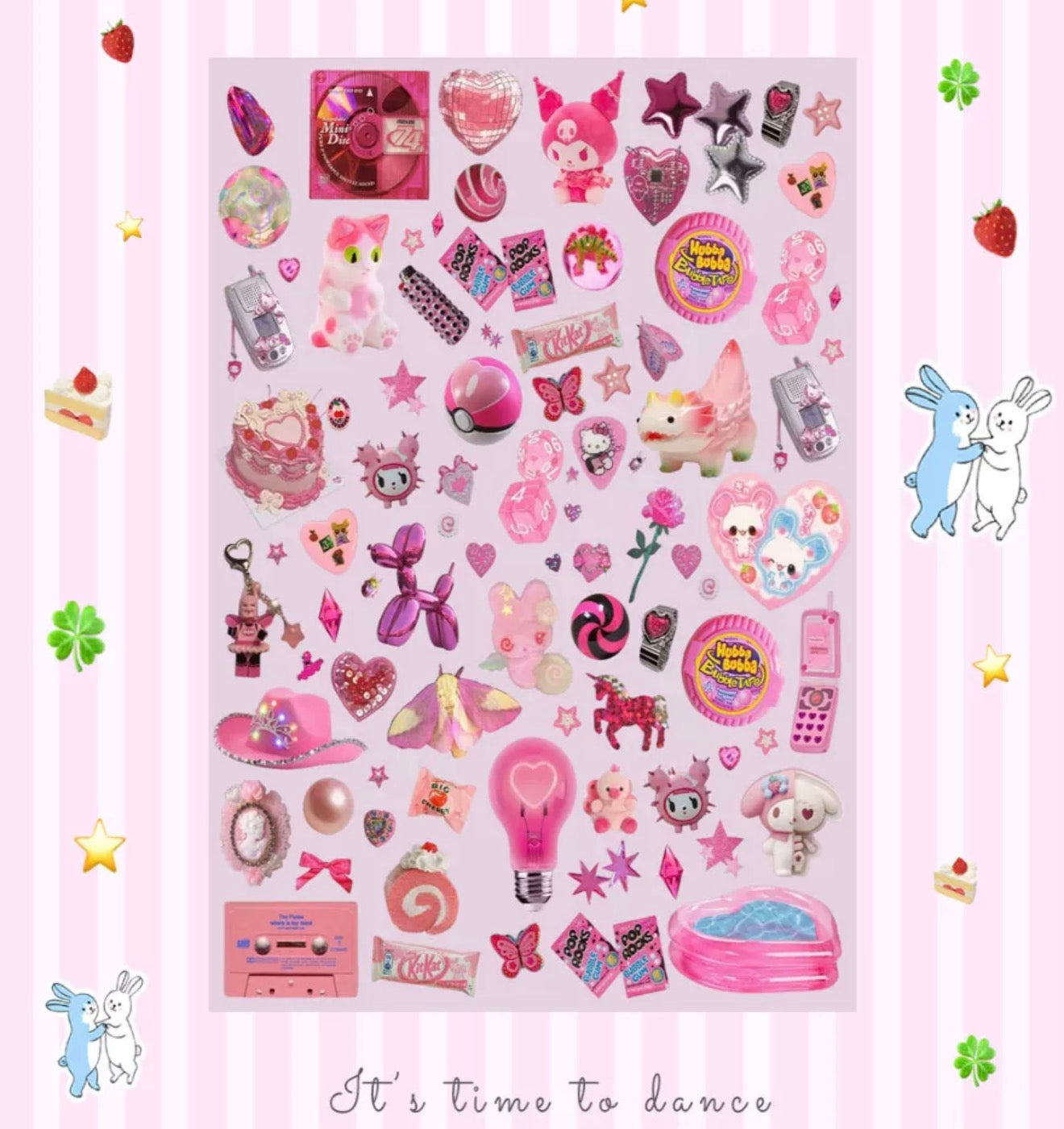 Bright pink mini deco sticker sheet