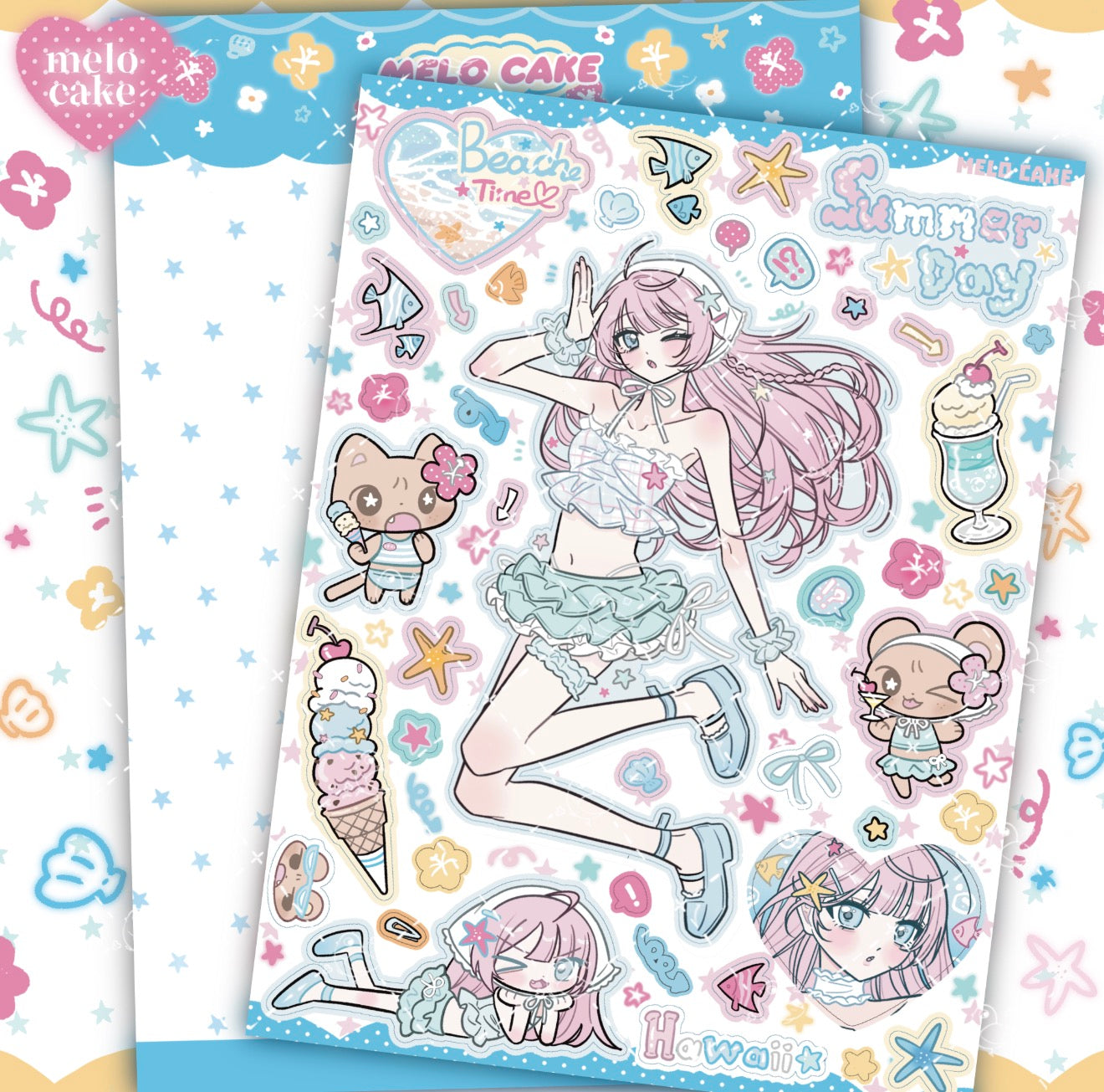 Tropical sundae sticker sheet