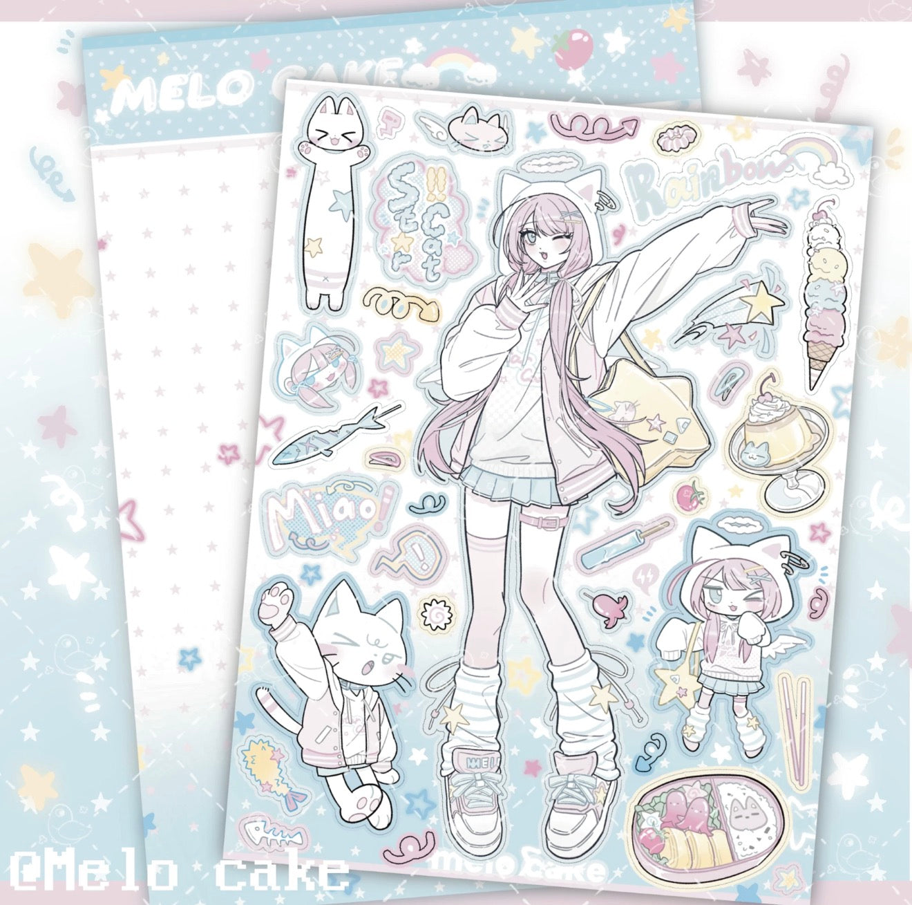 Star cat sticker sheet