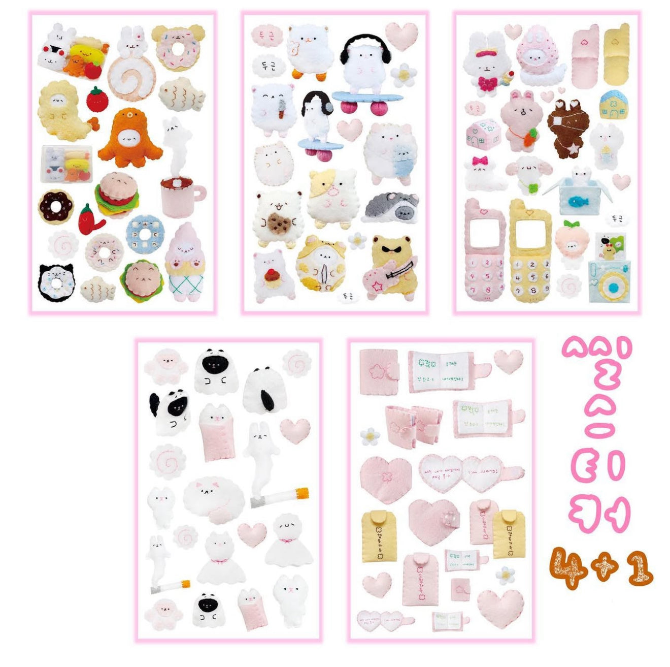 Pink felt sticker sheets