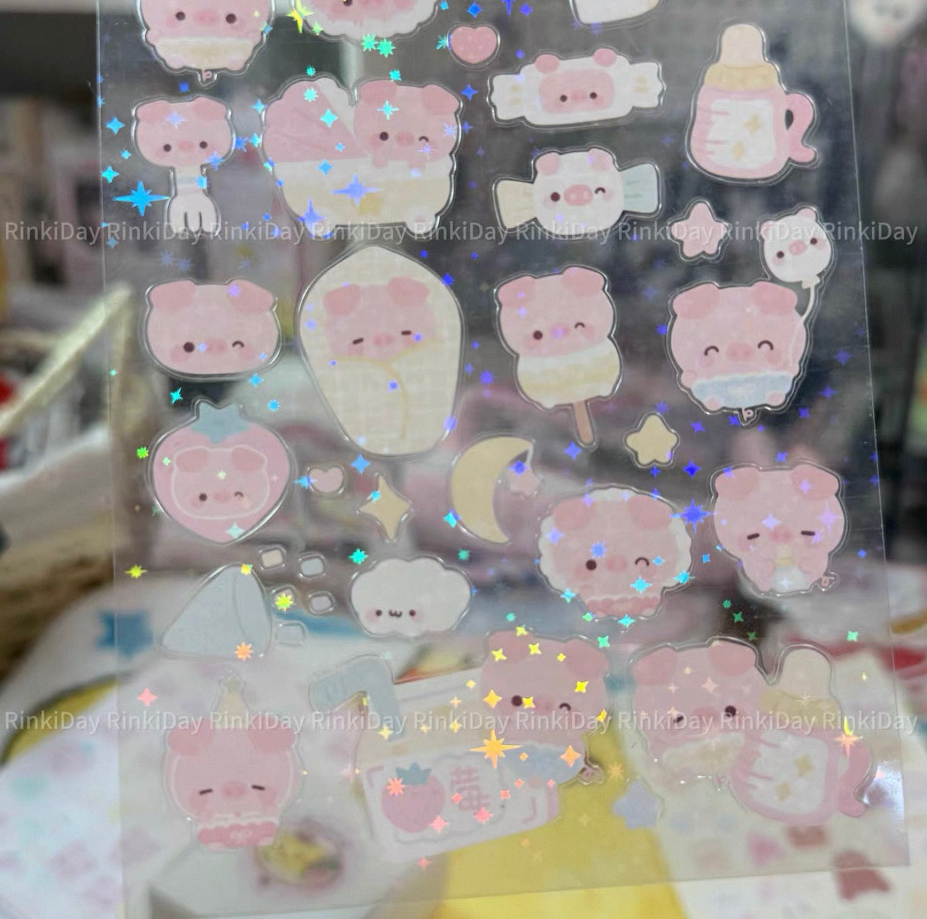 Sparkly pigs sticker sheet