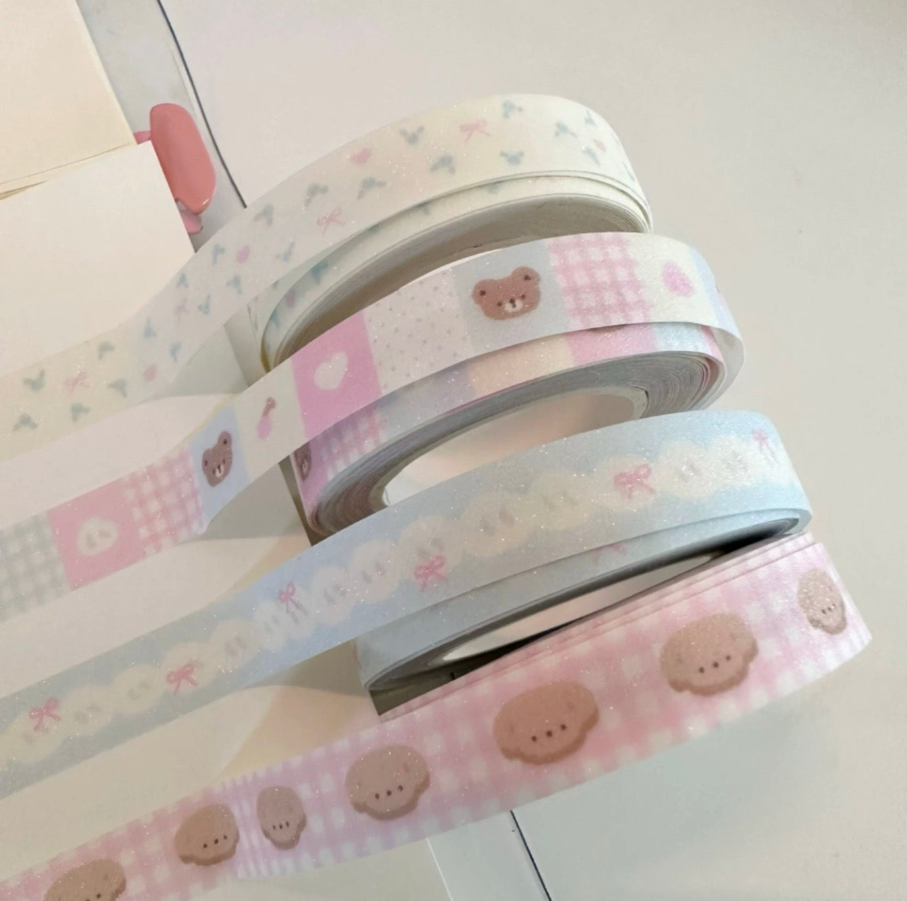 Cream park glittery washi tapes