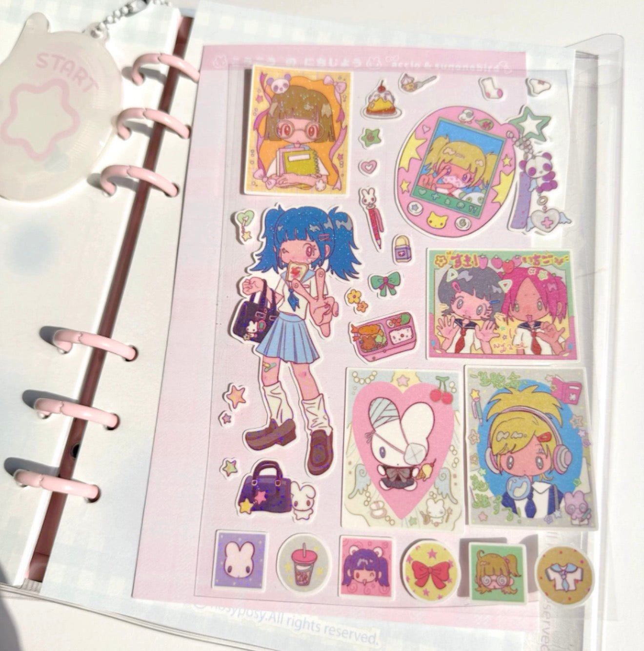 Blue haired girl sticker sheet