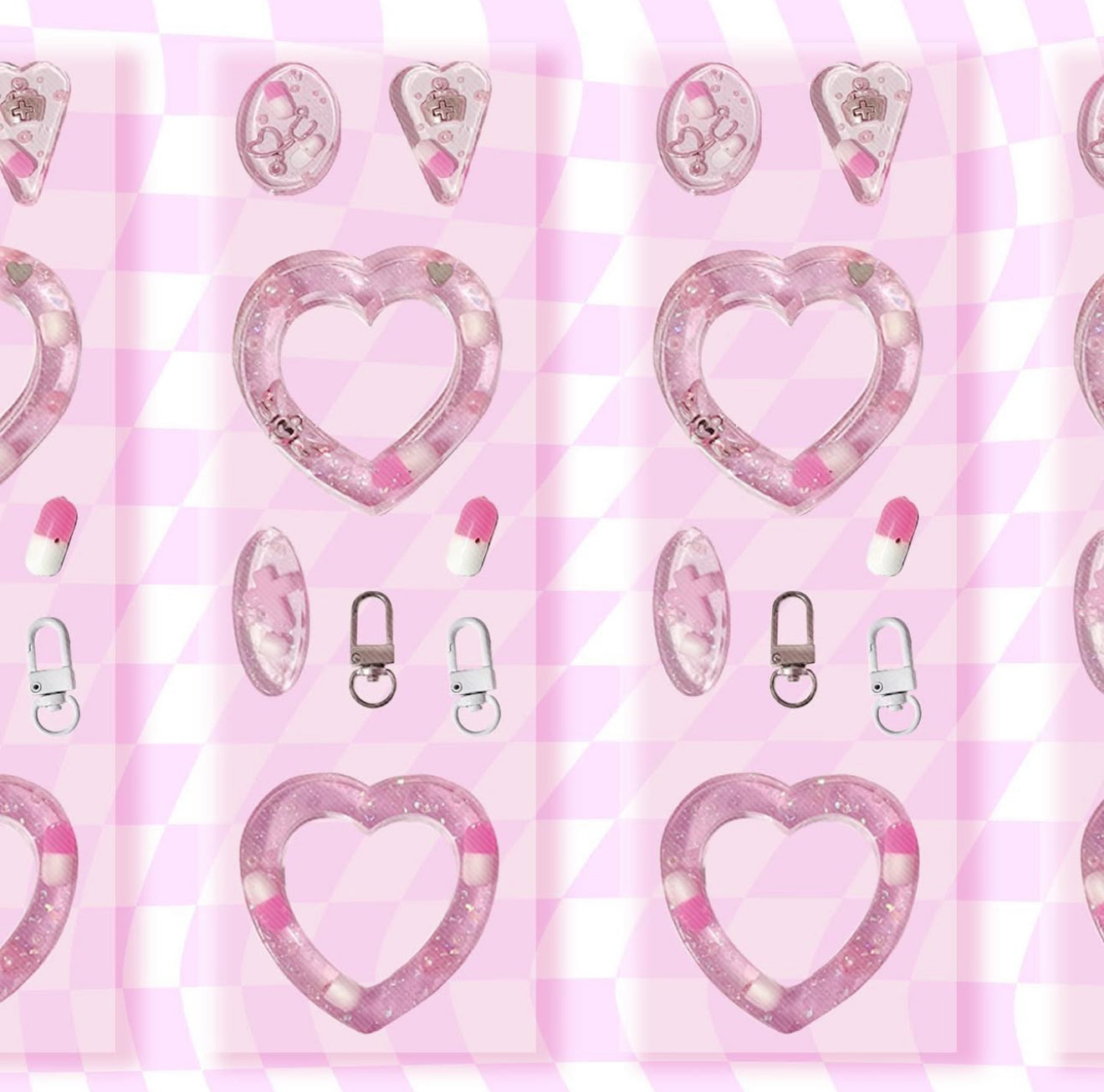 Sparkly resin heart sticker sheet