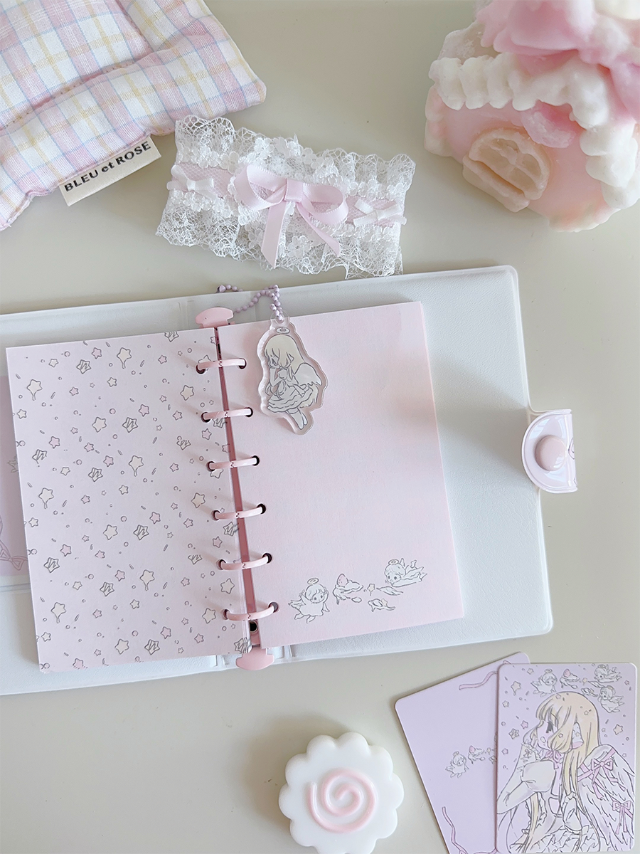 A7 strawberries and cream angel journal inserts and keychain
