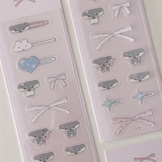 Snap hair clip sticker sheet