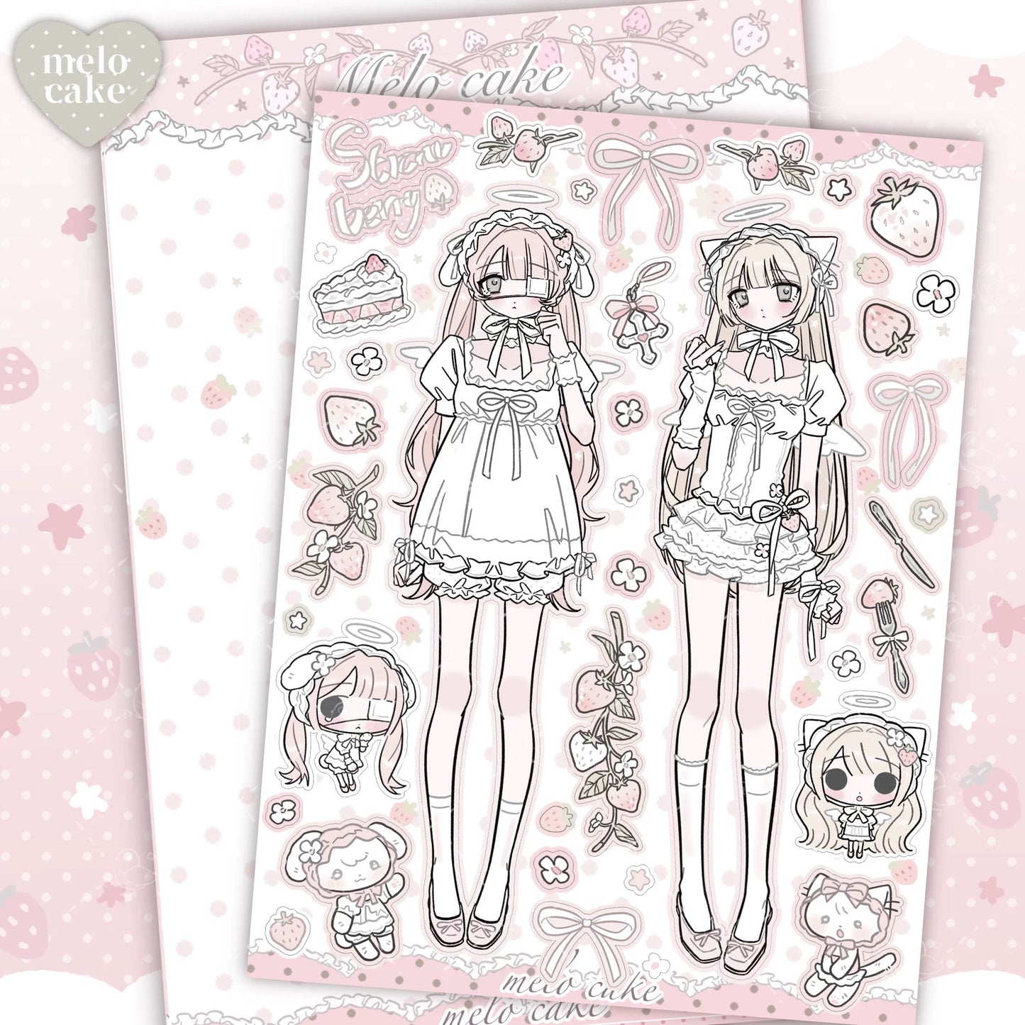 White berry girls sticker sheet