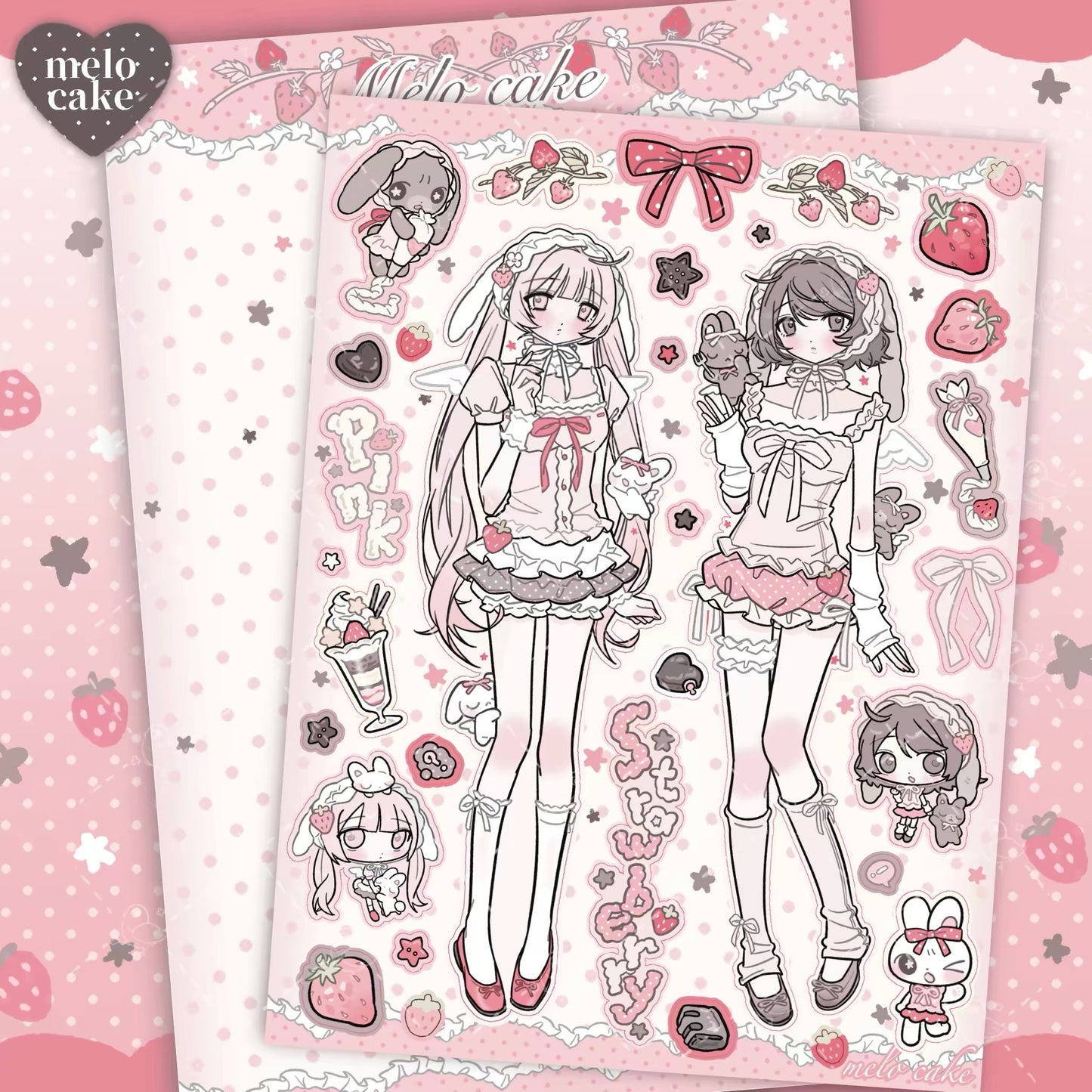 Strawberry girls sticker sheet
