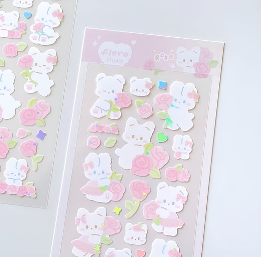 Pink rose sticker sheet