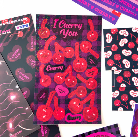 Sparkly cherry sticker sheet