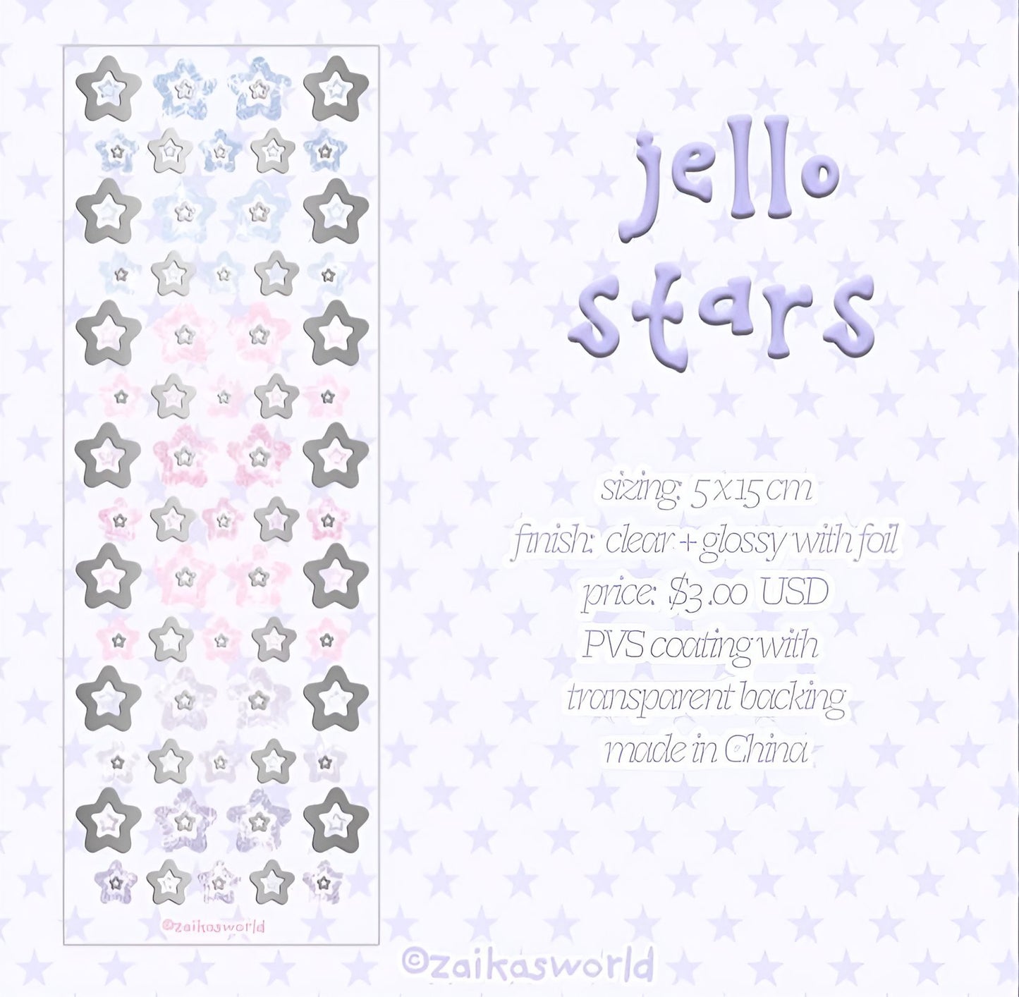 Jello stars sticker sheet