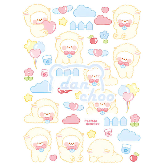 Sheep onsies transparent sticker sheet